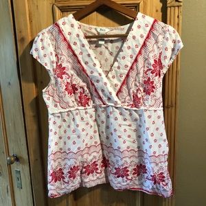 Red and white boho blouse